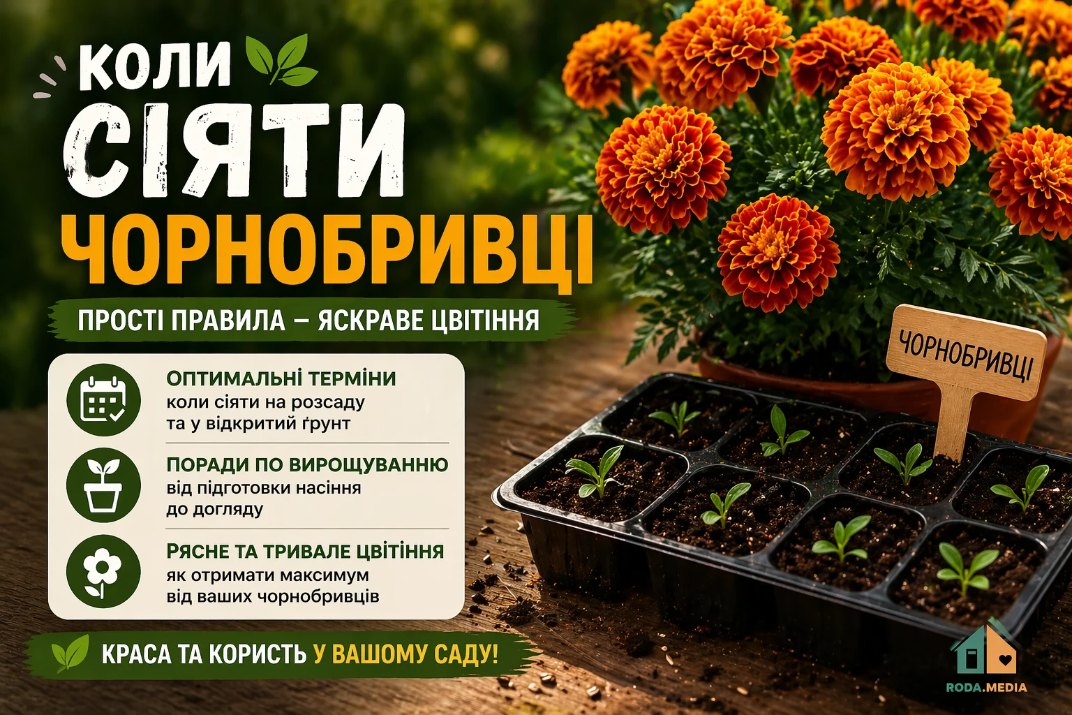 Коли сіяти чорнобривці в 2026 році - Roda Media