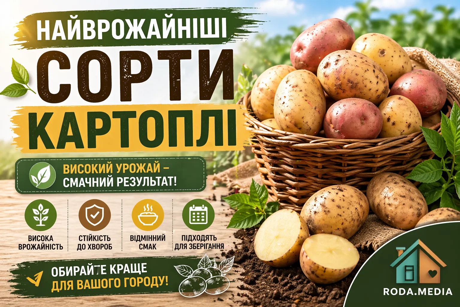 Найврожайніші сорти картоплі для України 2026 - Roda Media