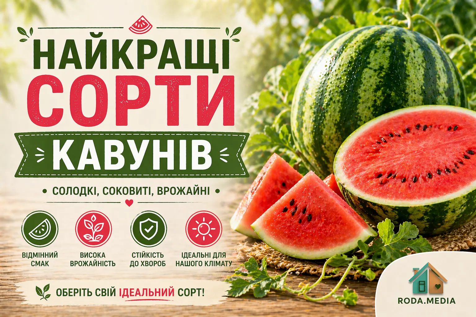 Найкращі сорти кавунів 2026 - Roda Media