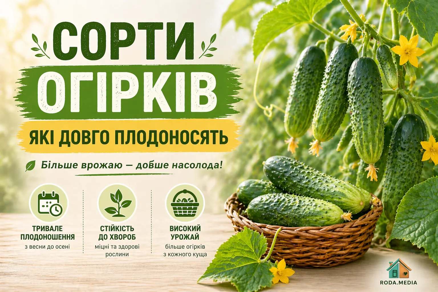 Сорти огірків, які довго плодоносять - Roda Media