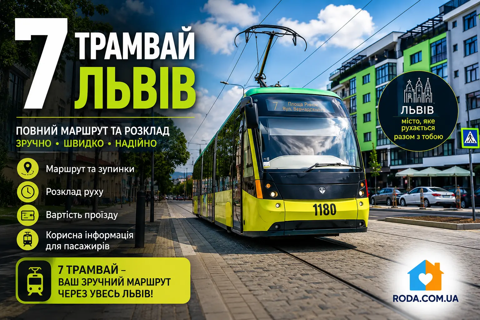 Трамвай №7 у Львові: маршрут, усі зупинки, розклад, ціни 2026 - Roda Media