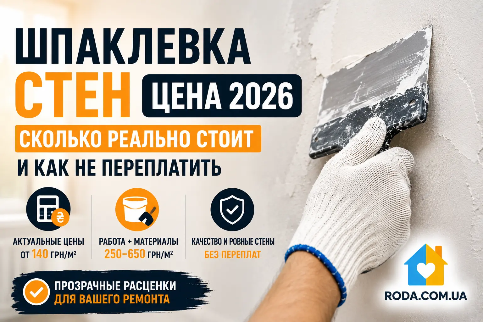 Шпаклевка стен: цена в 2026 году — сколько это реально стоит и как не переплатить - Roda Media